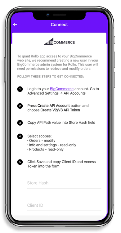 Connect BigCommerce to Rollo Ship
