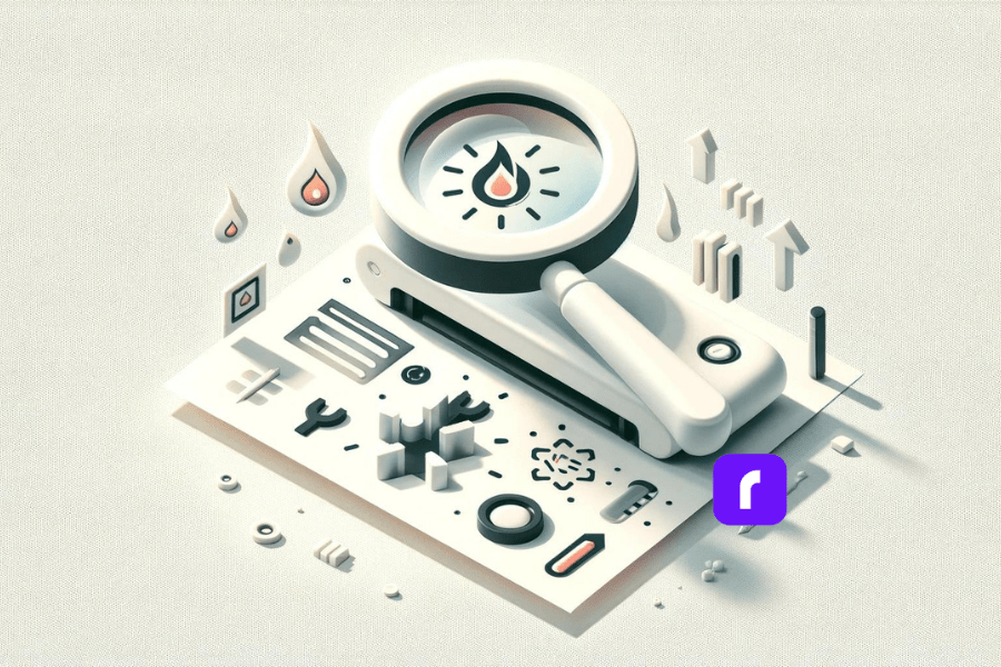 magnifying glass examining mini thermal printer