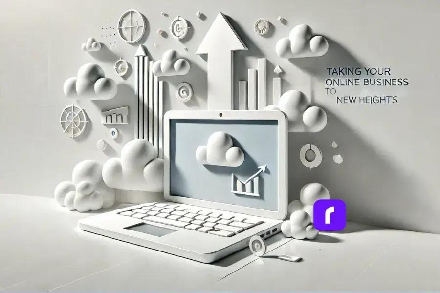 laptop displaying shipping solutions that takes online businesses to new heights.