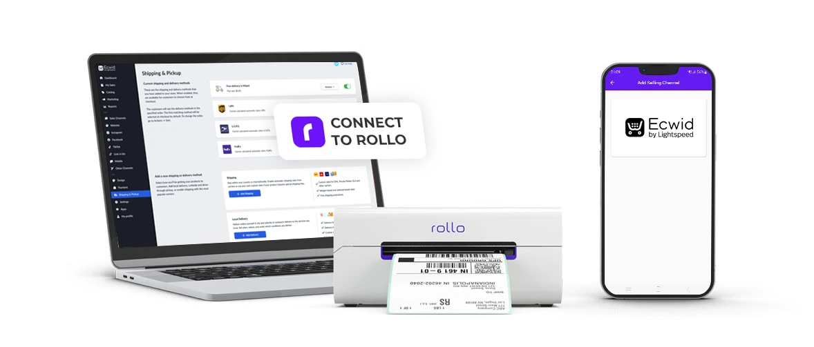 Connect Ecwid to Rollo Ship for Free. Print Ecwid shipping labels on a Rollo label printer.